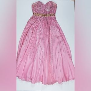 Sherri Hill pink strapless sequin long prom dress